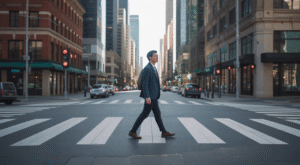 Pedestrian crossing street in Austin, Texas